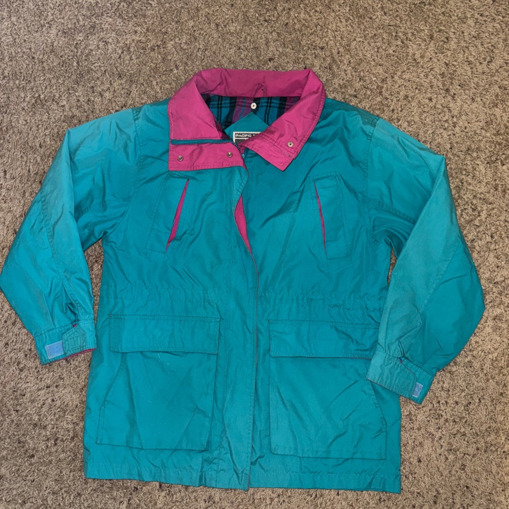 VINTAGE Pacific Trail Teal Greenish and Pink Jacket Womens size Large